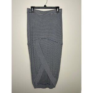 Anthropologie Bordeaux Grey and White Striped Maxi Skirt. Women’s size Large
